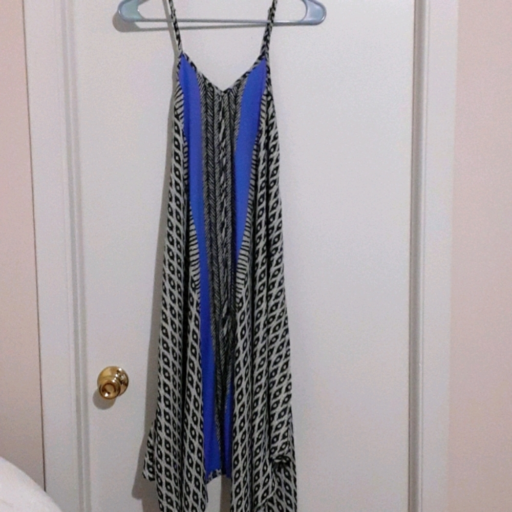Chic Black and Blue High Low Dress